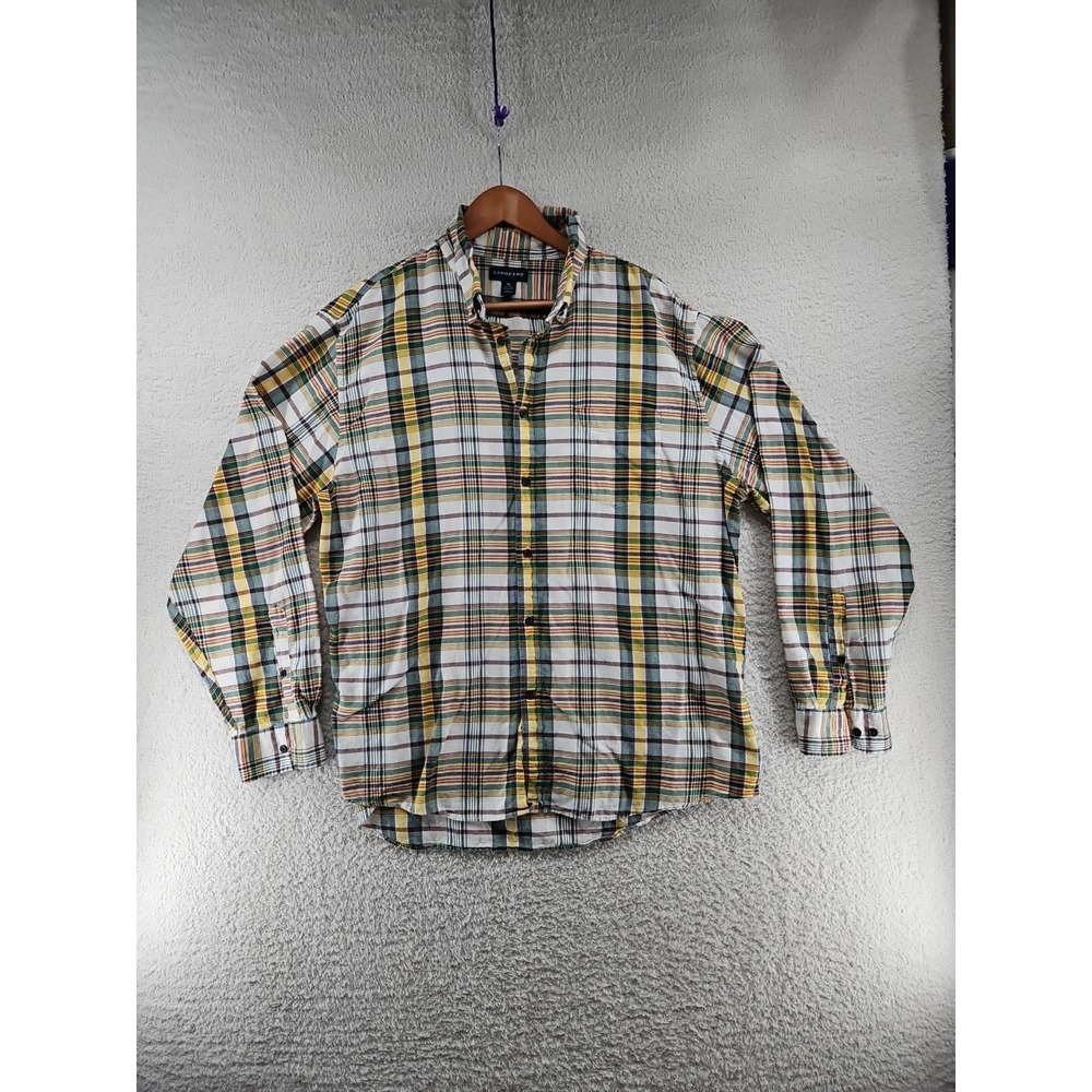 Lands End Mens XL No Iron Plaid Button down Shirt